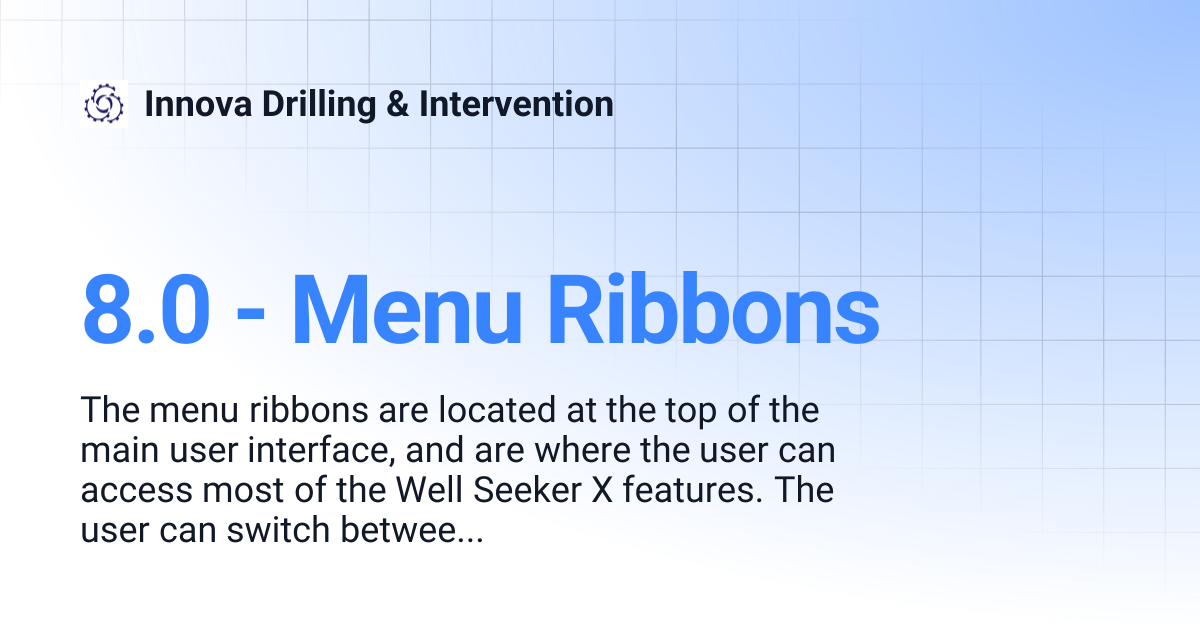 8.0 - Menu Ribbons | Innova Drilling & Intervention